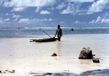 A fisherman coming in from the reef